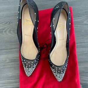 louboutin shoes mesh with crystals in black… size :39.          SOLD